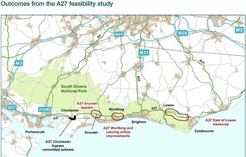 Map for outcomes from the A27 Feasibility Study